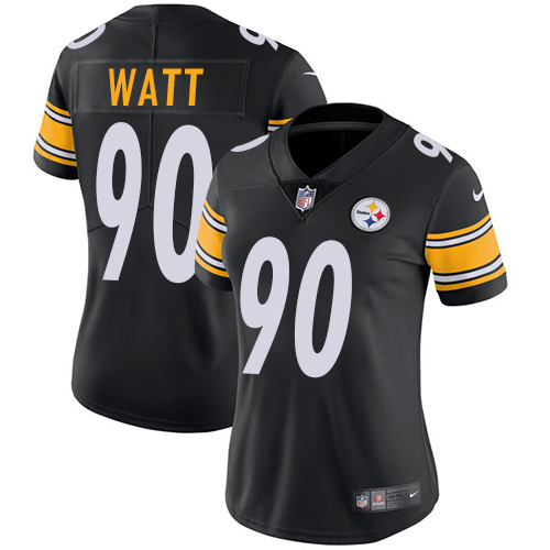 Nike Steelers #90 T. J. Watt Black Team Color Women's Stitched NFL Vapor Untouchable Limited Jersey