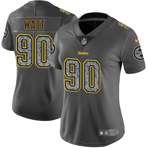 Nike Steelers #90 T. J. Watt Gray Static Women's Stitched NFL Vapor Untouchable Limited Jersey