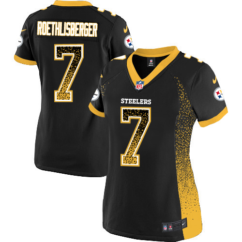 Nike Steelers #7 Ben Roethlisberger Black Team Color Women's Stitched NFL Elite Drift Fashion Jersey
