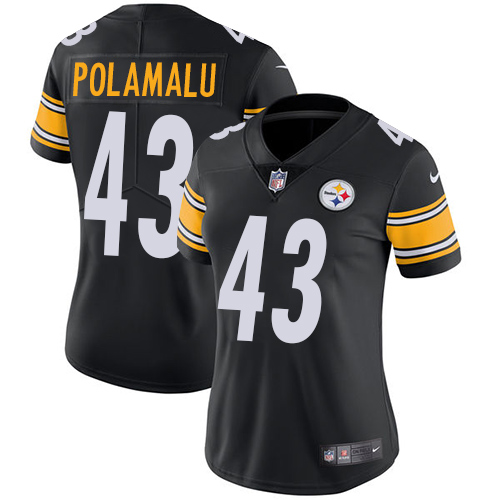 Nike Steelers #43 Troy Polamalu Black Team Color Women's Stitched NFL Vapor Untouchable Limited Jersey