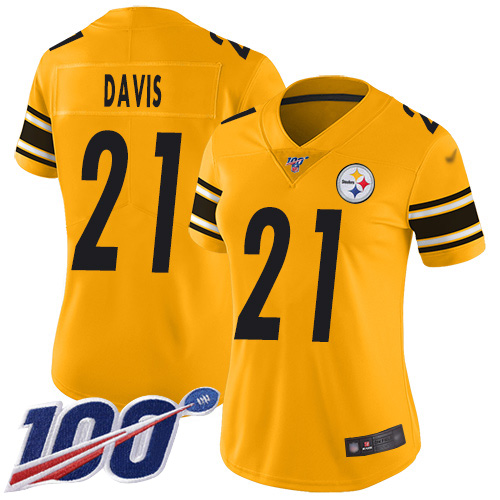 Nike Steelers #21 Sean Davis Gold Women's Stitched NFL Limited Inverted Legend 100th Season Jersey
