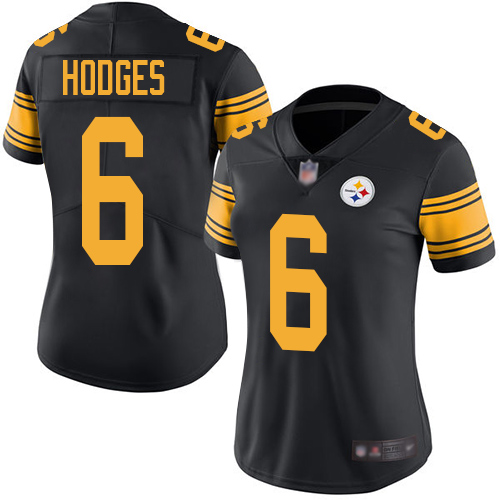 Nike Steelers #6 Devlin Hodges Black Women's Stitched NFL Limited Rush Jersey