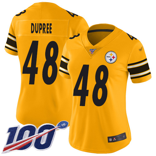 Nike Steelers #48 Bud Dupree Gold Women's Stitched NFL Limited Inverted Legend 100th Season Jersey