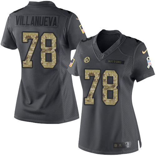 Nike Steelers #78 Alejandro Villanueva Black Women's Stitched NFL Limited 2016 Salute to Service Jersey