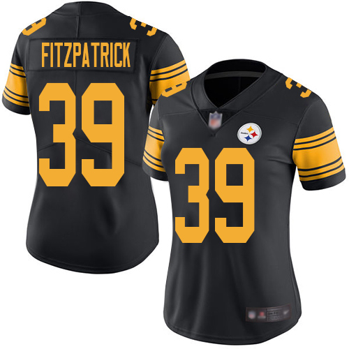Nike Steelers #39 Minkah Fitzpatrick Black Women's Stitched NFL Limited Rush Jersey