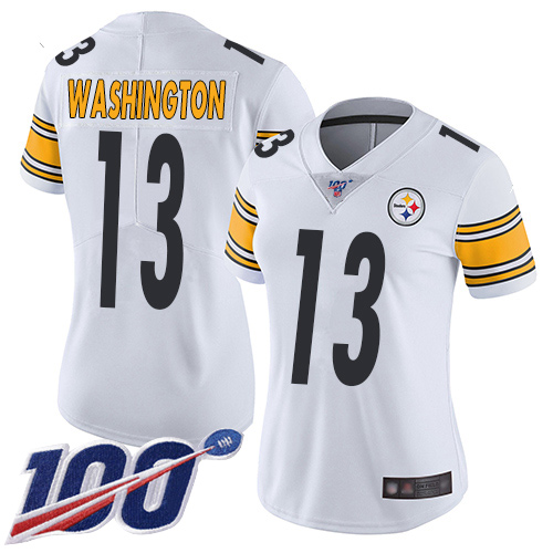 Nike Steelers #13 James Washington White Women's Stitched NFL 100th Season Vapor Limited Jersey