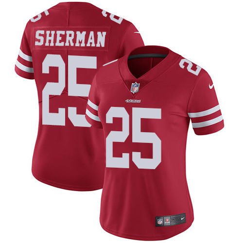 Nike 49ers #25 Richard Sherman Red Team Color Women's Stitched NFL Vapor Untouchable Limited Jersey