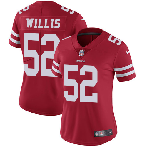 Nike 49ers #52 Patrick Willis Red Team Color Women's Stitched NFL Vapor Untouchable Limited Jersey