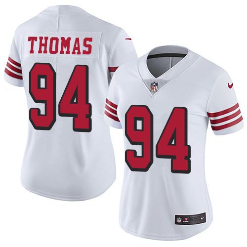 Nike 49ers #94 Solomon Thomas White Rush Women's Stitched NFL Vapor Untouchable Limited Jersey