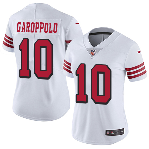 Nike 49ers #10 Jimmy Garoppolo White Rush Women's Stitched NFL Vapor Untouchable Limited Jersey