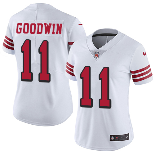 Nike 49ers #11 Marquise Goodwin White Rush Women's Stitched NFL Vapor Untouchable Limited Jersey