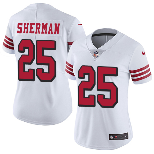 Nike 49ers #25 Richard Sherman White Rush Women's Stitched NFL Vapor Untouchable Limited Jersey