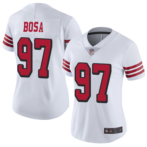 Nike 49ers #97 Nick Bosa White Rush Women's Stitched NFL Vapor Untouchable Limited Jersey