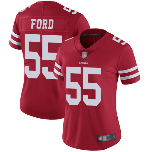 Nike 49ers #55 Dee Ford Red Team Color Women's Stitched NFL Vapor Untouchable Limited Jersey