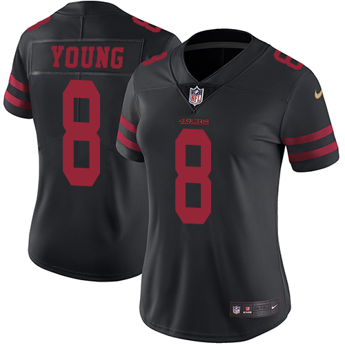 Nike 49ers #8 Steve Young Black Alternate Women's Stitched NFL Vapor Untouchable Limited Jersey