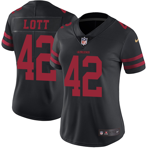 Nike 49ers #42 Ronnie Lott Black Alternate Women's Stitched NFL Vapor Untouchable Limited Jersey