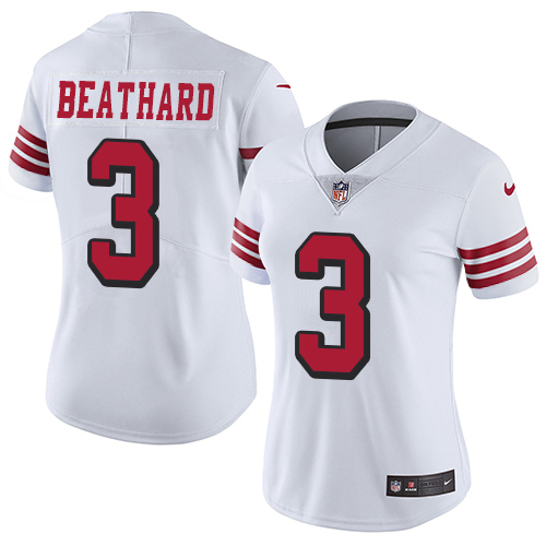 Nike 49ers #3 C.J. Beathard White Rush Women's Stitched NFL Vapor Untouchable Limited Jersey