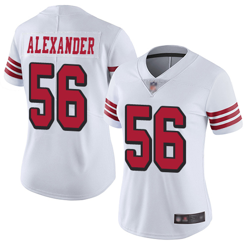 Nike 49ers #56 Kwon Alexander White Rush Women's Stitched NFL Vapor Untouchable Limited Jersey