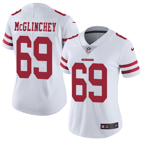Nike 49ers #69 Mike McGlinchey White Women's Stitched NFL Vapor Untouchable Limited Jersey