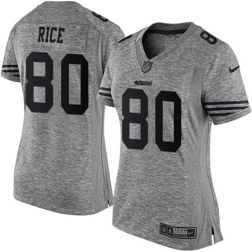 Nike 49ers #80 Jerry Rice Gray Women's Stitched NFL Limited Gridiron Gray Jersey