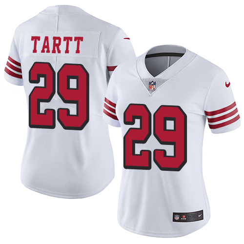 Nike 49ers #29 Jaquiski Tartt White Rush Women's Stitched NFL Vapor Untouchable Limited Jersey
