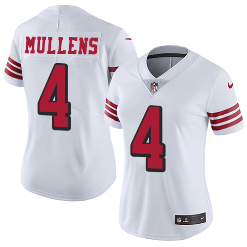 Nike 49ers #4 Nick Mullens White Rush Women's Stitched NFL Vapor Untouchable Limited Jersey