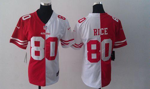 Nike 49ers #80 Jerry Rice Red/White Women's Stitched NFL Elite Split Jersey