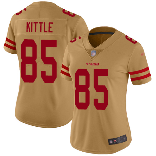 Nike 49ers #85 George Kittle Gold Women's Stitched NFL Limited Inverted Legend Jersey