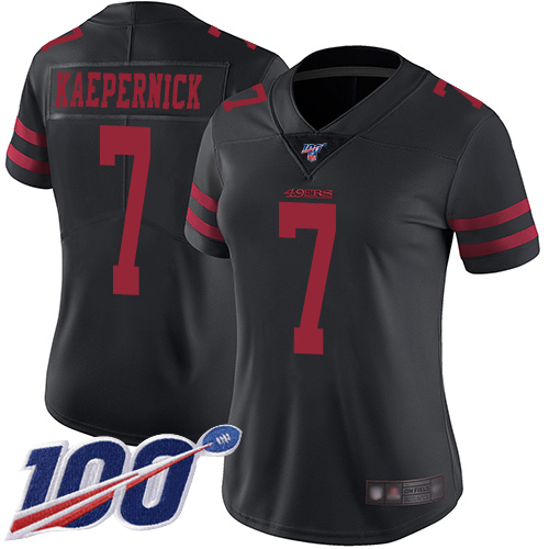 Nike 49ers #7 Colin Kaepernick Black Alternate Women's Stitched NFL 100th Season Vapor Limited Jersey