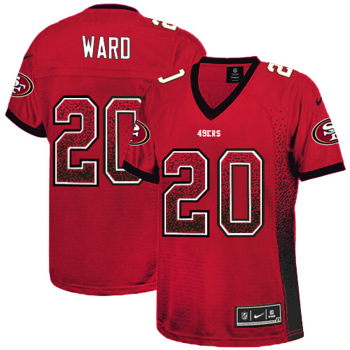 Nike 49ers #20 Jimmie Ward Red Team Color Women's Stitched NFL Elite Drift Fashion Jersey