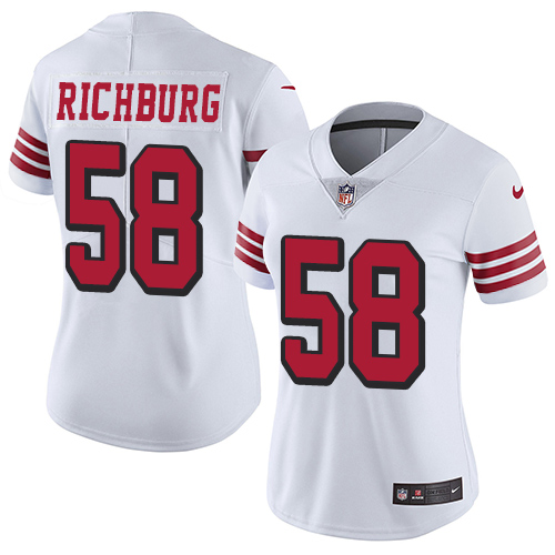 Nike 49ers #58 Weston Richburg White Rush Women's Stitched NFL Vapor Untouchable Limited Jersey