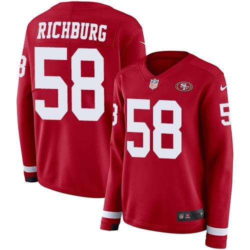 Nike 49ers #58 Weston Richburg Red Team Color Women's Stitched NFL Limited Therma Long Sleeve Jersey