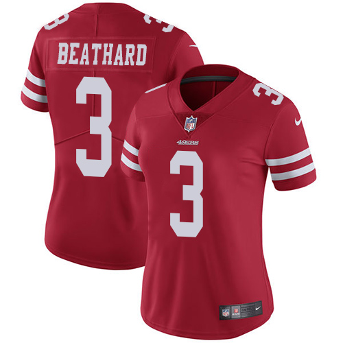 Nike 49ers #3 C.J. Beathard Red Team Color Women's Stitched NFL Vapor Untouchable Limited Jersey