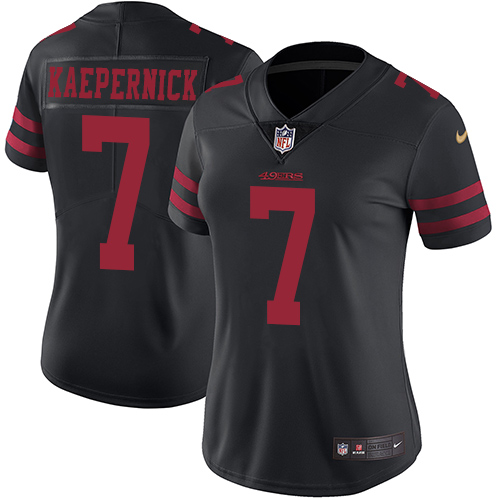 Nike 49ers #7 Colin Kaepernick Black Alternate Women's Stitched NFL Vapor Untouchable Limited Jersey