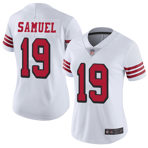 Nike 49ers #19 Deebo Samuel White Rush Women's Stitched NFL Vapor Untouchable Limited Jersey