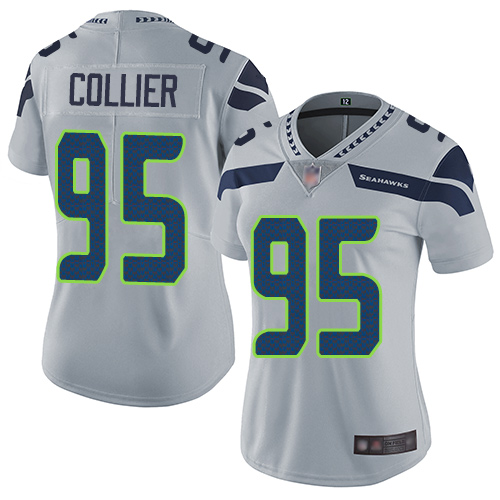 Nike Seahawks #95 L.J. Collier Grey Alternate Women's Stitched NFL Vapor Untouchable Limited Jersey