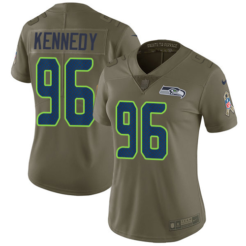 Nike Seahawks #96 Cortez Kennedy Olive Women's Stitched NFL Limited 2017 Salute to Service Jersey