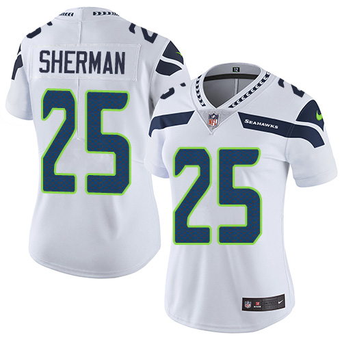 Nike Seahawks #25 Richard Sherman White Women's Stitched NFL Vapor Untouchable Limited Jersey