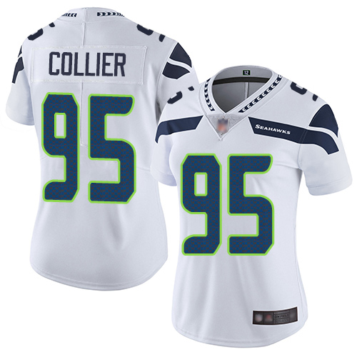 Nike Seahawks #95 L.J. Collier White Women's Stitched NFL Vapor Untouchable Limited Jersey