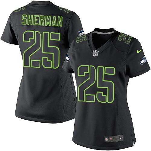 Nike Seahawks #25 Richard Sherman Black Impact Women's Stitched NFL Limited Jersey