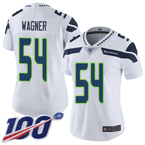 Nike Seahawks #54 Bobby Wagner White Women's Stitched NFL 100th Season Vapor Limited Jersey