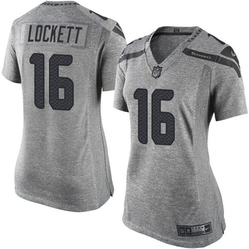 Nike Seahawks #16 Tyler Lockett Gray Women's Stitched NFL Limited Gridiron Gray Jersey