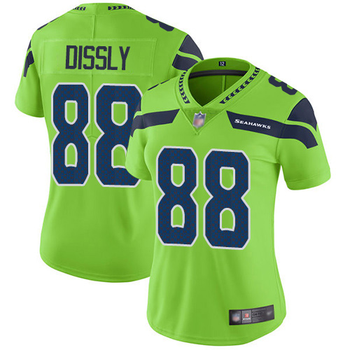 Nike Seahawks #88 Will Dissly Green Women's Stitched NFL Limited Rush Jersey