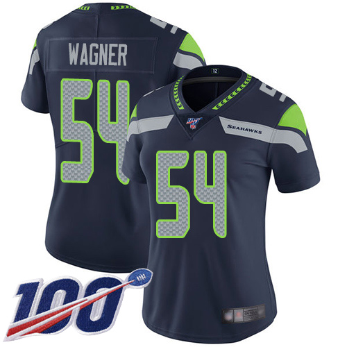 Nike Seahawks #54 Bobby Wagner Steel Blue Team Color Women's Stitched NFL 100th Season Vapor Limited Jersey