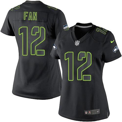 Nike Seahawks #12 Fan Black Impact Women's Stitched NFL Limited Jersey