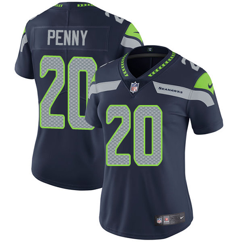 Nike Seahawks #20 Rashaad Penny Steel Blue Team Color Women's Stitched NFL Vapor Untouchable Limited Jersey