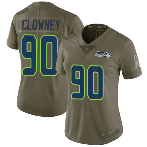 Nike Seahawks #90 Jadeveon Clowney Olive Women's Stitched NFL Limited 2017 Salute to Service Jersey