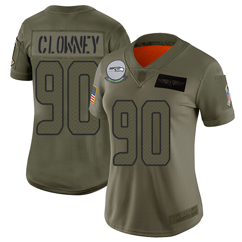 Nike Seahawks #90 Jadeveon Clowney Camo Women's Stitched NFL Limited 2019 Salute to Service Jersey