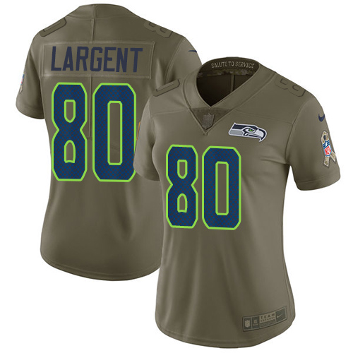Nike Seahawks #80 Steve Largent Olive Women's Stitched NFL Limited 2017 Salute to Service Jersey