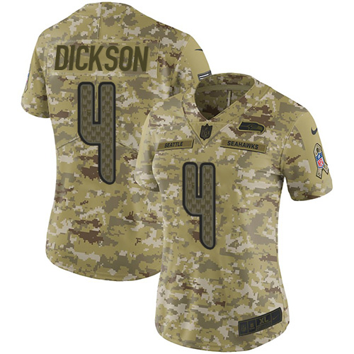 Nike Seahawks #4 Michael Dickson Camo Women's Stitched NFL Limited 2018 Salute to Service Jersey